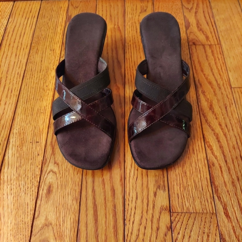 Damiani Brown Slip-On Wedge Sandals. Women's 7.5M